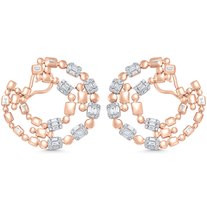 1.99 TCW Round & Baguette Moissanite Diamond Statement Hoops Earrings - farrellouise