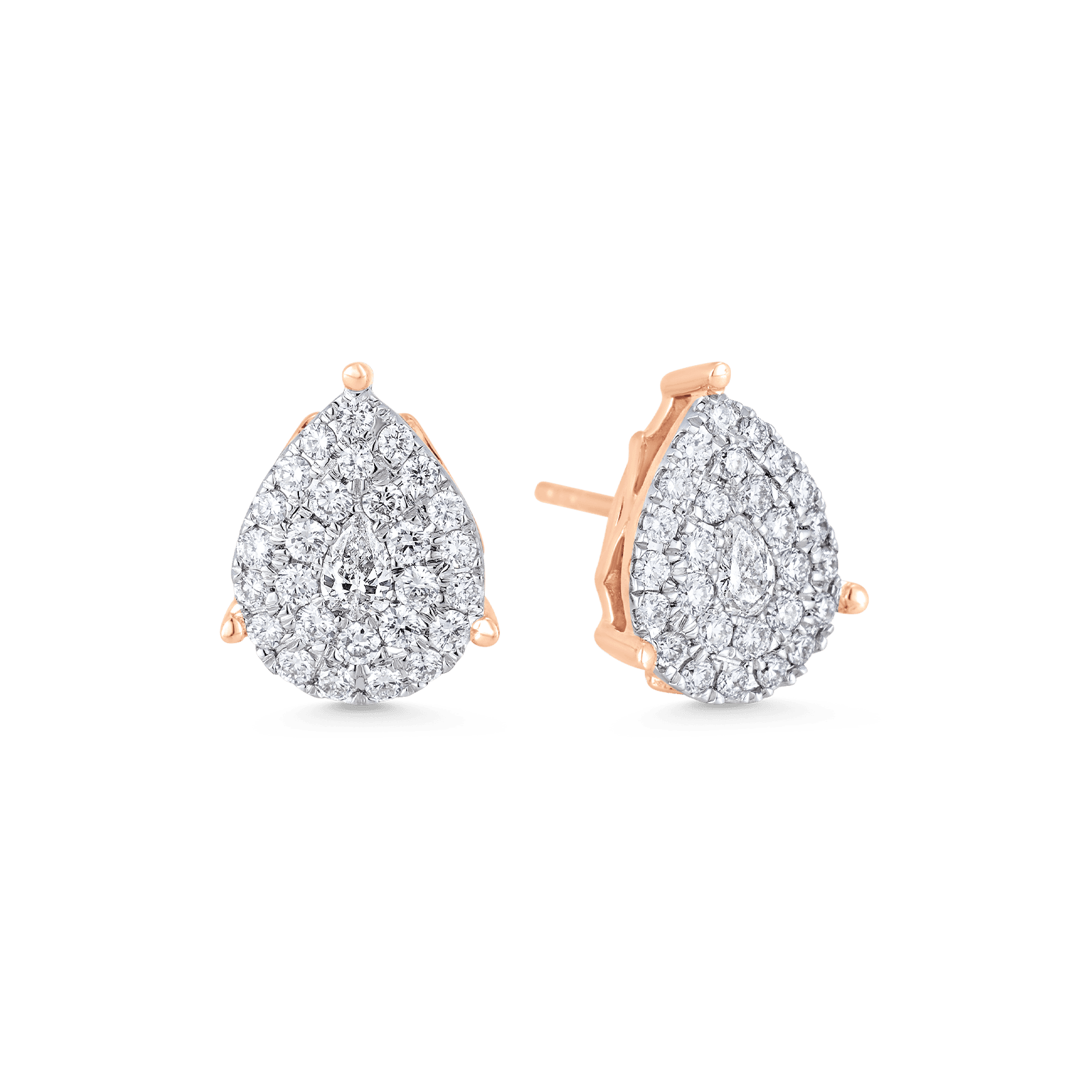 0.84 TCW Pear & Round Moissanite Diamond Stud Earrings - farrellouise