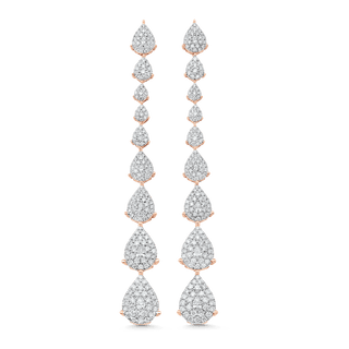 2.18 TCW Pear & Round Moissanite Diamond Long Drop Earrings - farrellouise