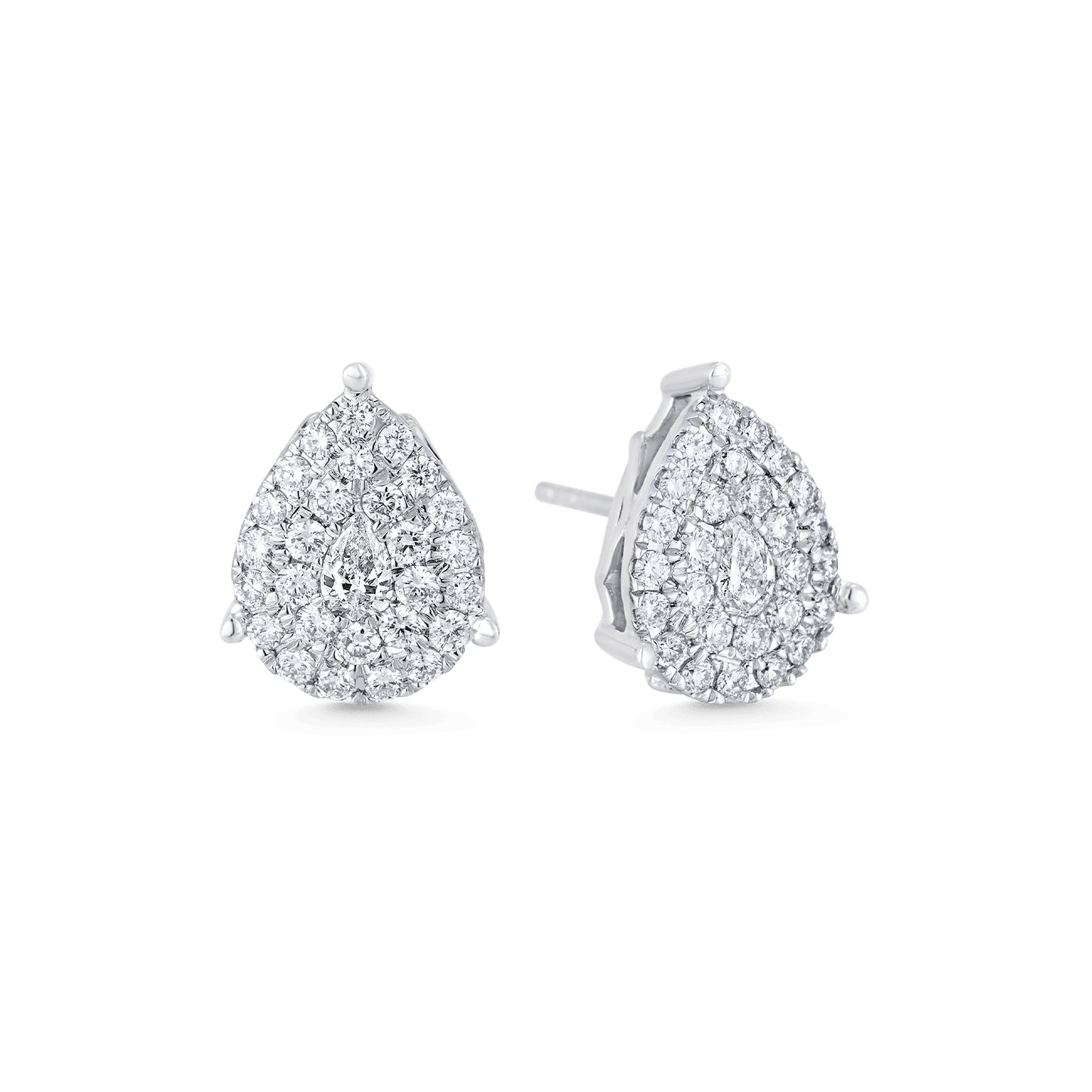 0.84 TCW Pear & Round Moissanite Diamond Stud Earrings - farrellouise