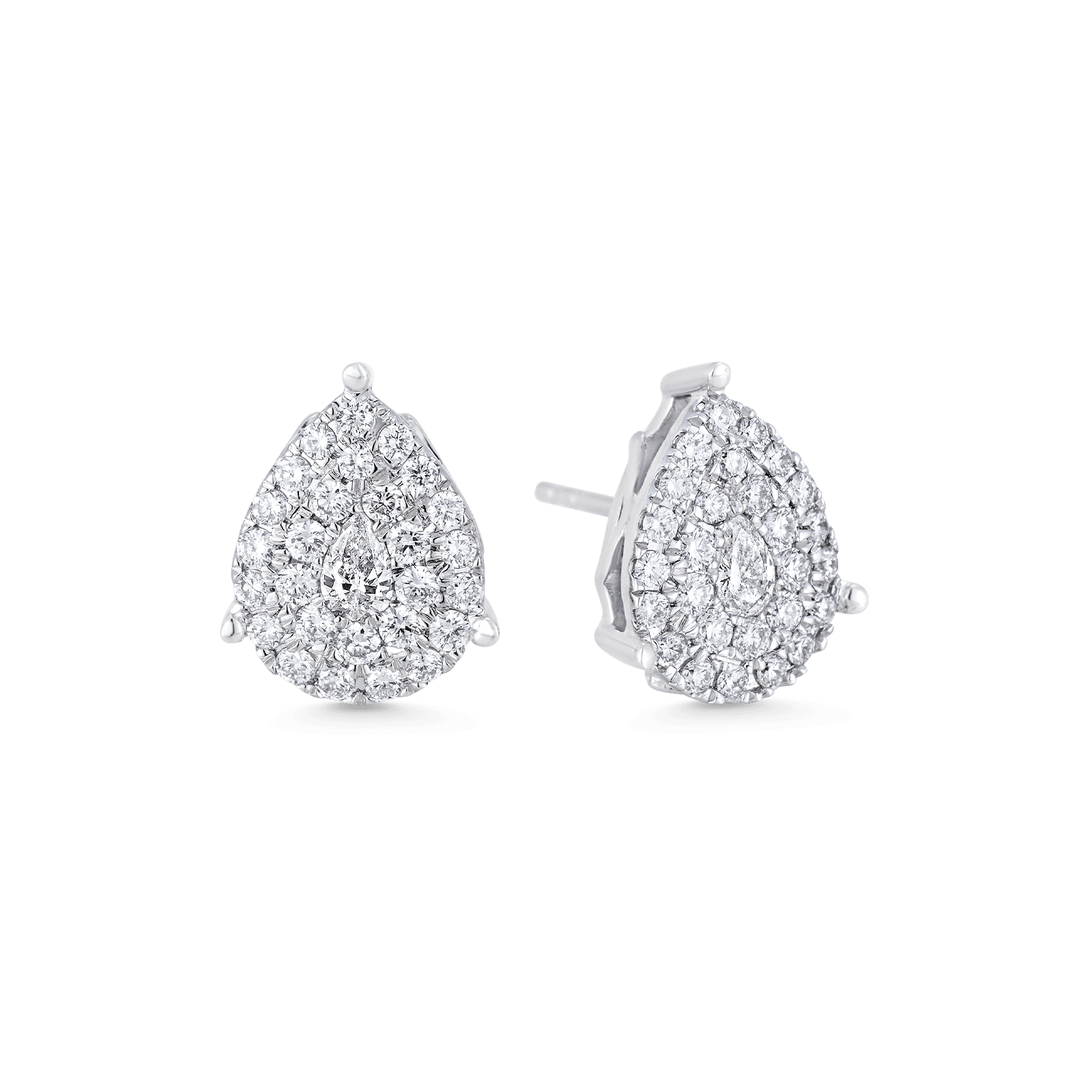0.84 TCW Pear & Round Moissanite Diamond Stud Earrings - farrellouise