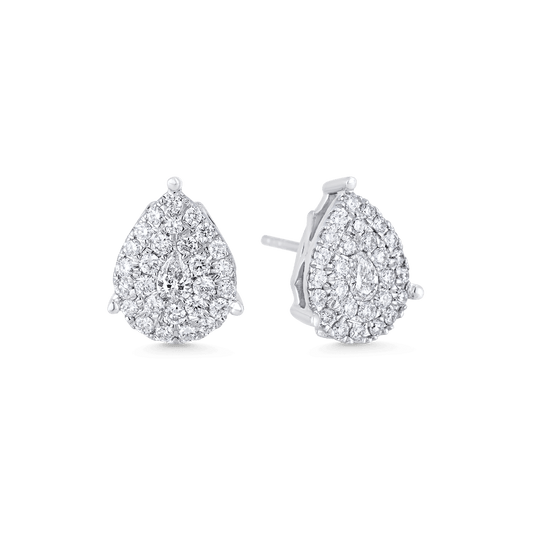 0.84 TCW Pear & Round Moissanite Diamond Stud Earrings - farrellouise
