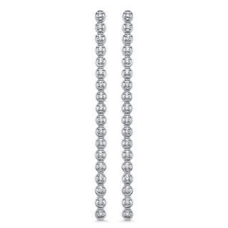 1.15 TCW Round Moissanite Diamond Bezel Long Drop Earrings - farrellouise