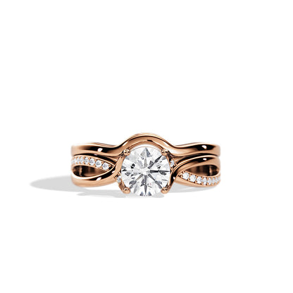 1.0 CT Round Moissanite Spilt Shank Bridal Ring Set