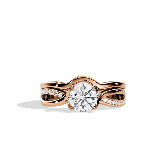 1.0 CT Round Moissanite Spilt Shank Bridal Ring Set