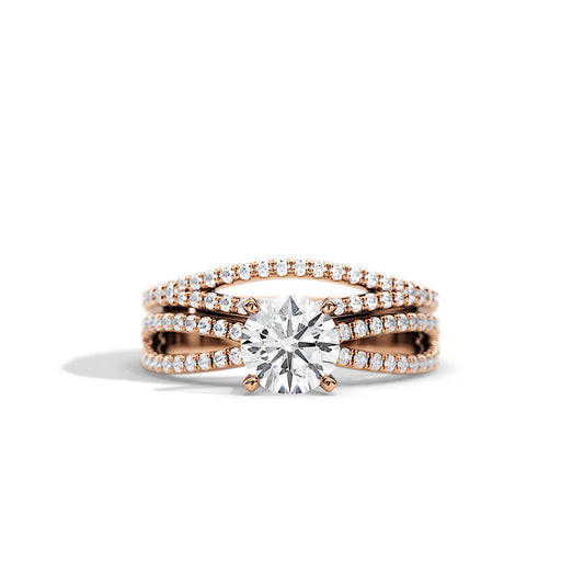 1.0 CT Round Moissanite Split Shank Setting Bridal Ring Set
