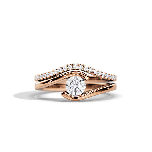 0.5 CT Round Moissanite tension Bridal Ring Set