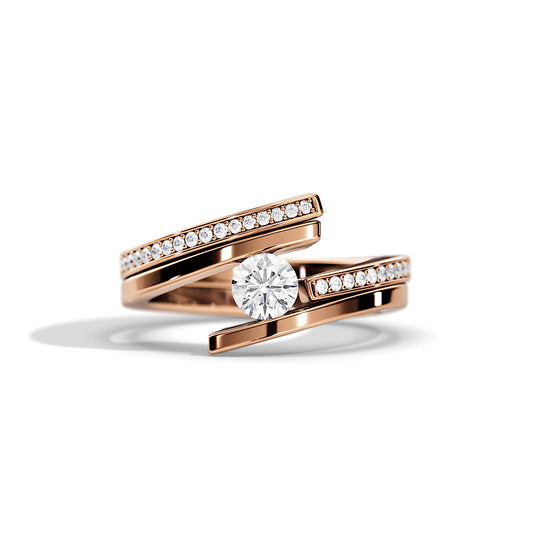 0.40 CT Round Moissanite Bypass Bridal Ring Set