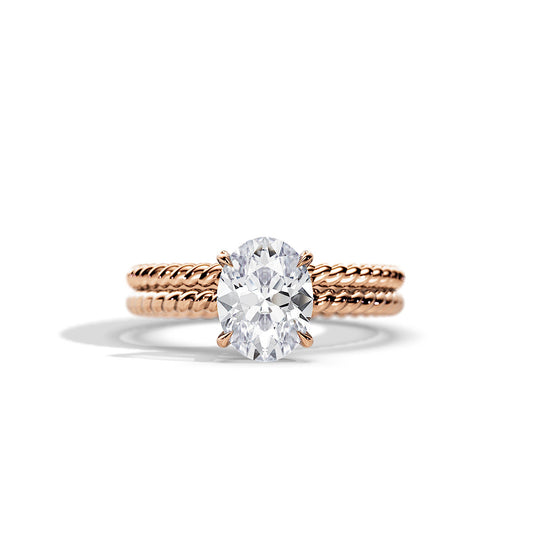 2.10 CT Oval Moissanite Hidden Halo Setting Bridal Ring Set