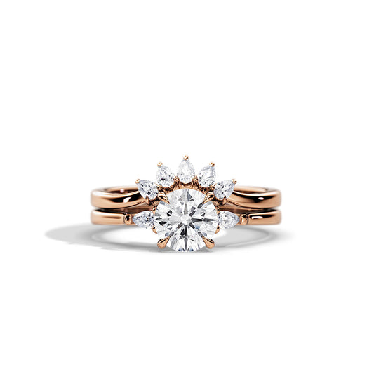 1.0 CT Round Moissanite Three Stone Bridal Ring Set