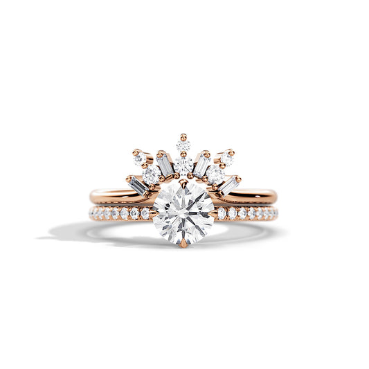 1.0 CT Round Moissanite Pave  Setting Bridal Ring Set