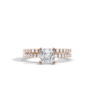 1.20 CT Princess Moissanite Pave Style Bridal Ring Set