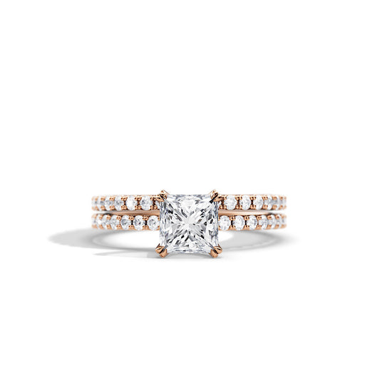1.20 CT Princess Moissanite Pave Style Bridal Ring Set