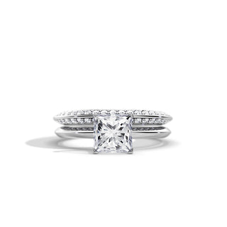 1.50 CT Princess Moissanite Solitaire Setting Bridal Ring Set