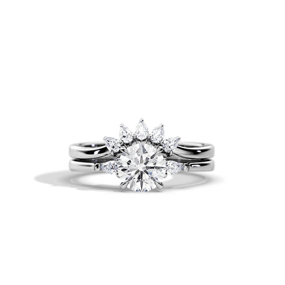 1.0 CT Round Moissanite Three Stone Bridal Ring Set