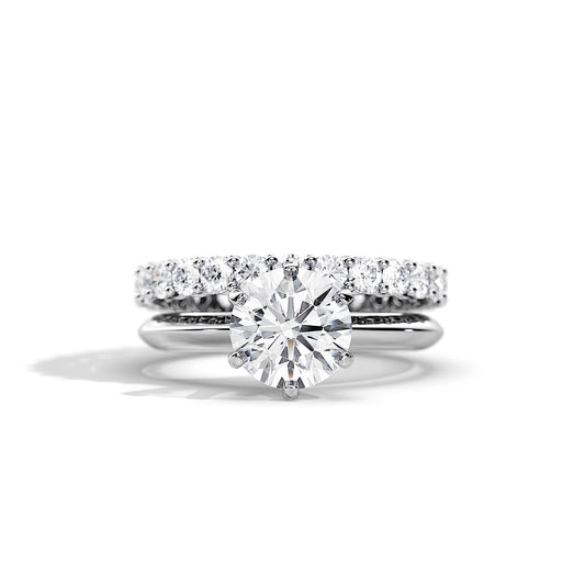 2.0 CT Round  Moissanite Solitaire Style Bridal Ring Set