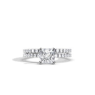 1.20 CT Princess Moissanite Pave Style Bridal Ring Set