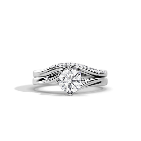1.0 CT Round Moissanite Swirl Bridal Setting Ring Set