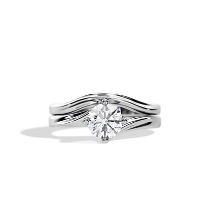 1.0 CT Round Moissanite Swirl Style Bridal Setting Ring Set