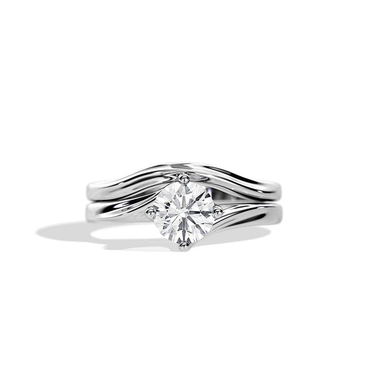 1.0 CT Round Moissanite Swirl Style Bridal Setting Ring Set