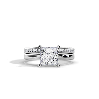 2.0 CT Princess Moissanite Solitaire Setting Bridal Ring Set