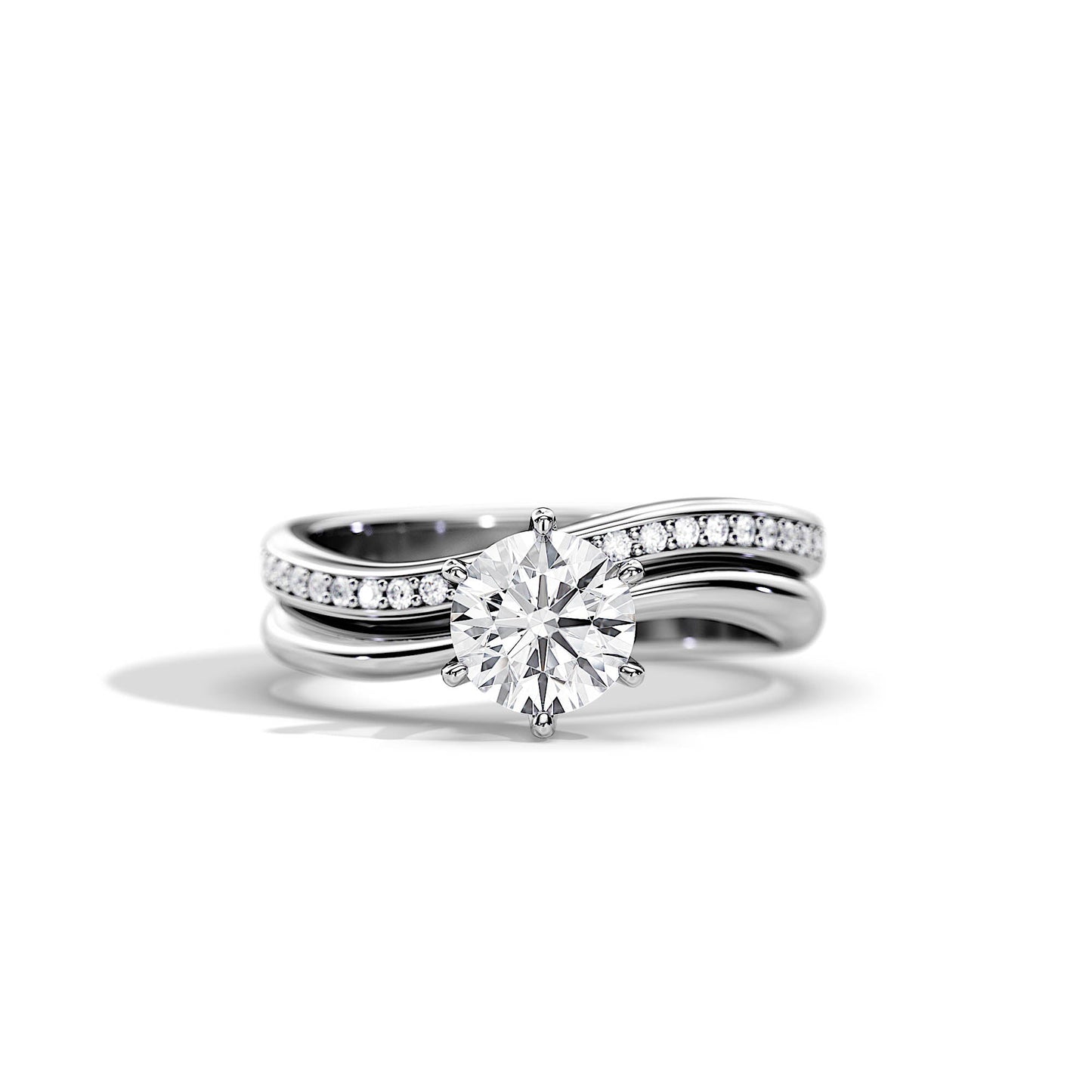 1.0 CT Round Moissanite Swirl Bridal Ring Set