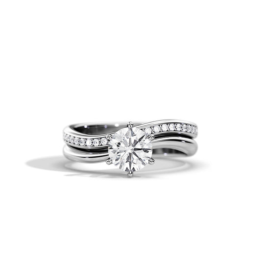1.0 CT Round Moissanite Swirl Bridal Ring Set
