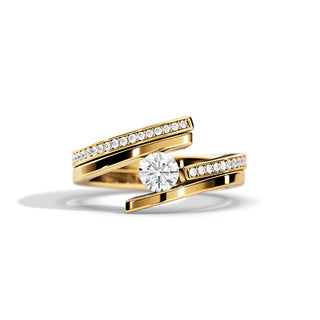 0.40 CT Round Moissanite Bypass Bridal Ring Set