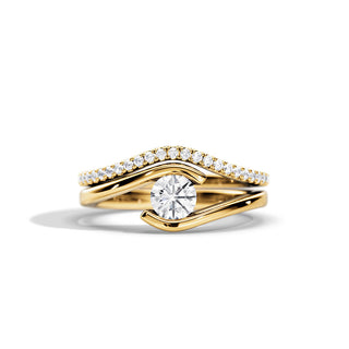 0.5 CT Round Moissanite tension Bridal Ring Set