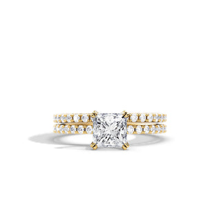 1.20 CT Princess Moissanite Pave Style Bridal Ring Set