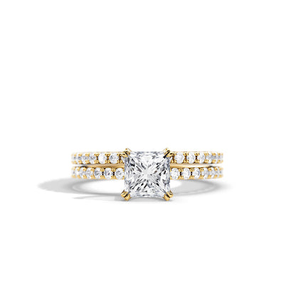 1.20 CT Princess Moissanite Pave Style Bridal Ring Set