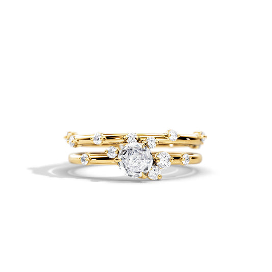 0.5 CT Round Moissanite Dainty Setting Bridal Ring Set
