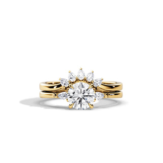 1.0 CT Round Moissanite Three Stone Bridal Ring Set