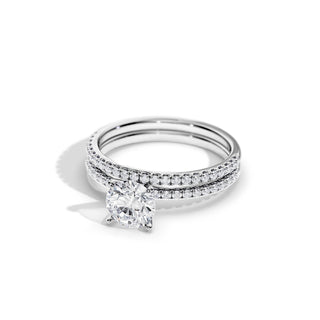 1.0 CT Round Moissanite Pave Style Bridal Ring Set