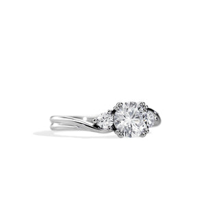 2.0 CT Three Stone Round Cut Moissanite Engagement Ring