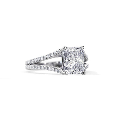 2.70 CT Radiant Cut Moissanite Hidden Halo Split Shank Engagement Ring