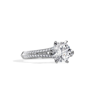 2.0 CT Round Cut Moissanite Split Shank Engagement Ring