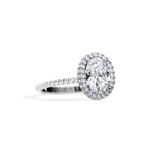 1.50 CT Oval Cut Moissanite Halo & Pave Engagement Ring