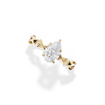 1.50 CT Pear Cut Moissanite Twig Style Engagement Ring