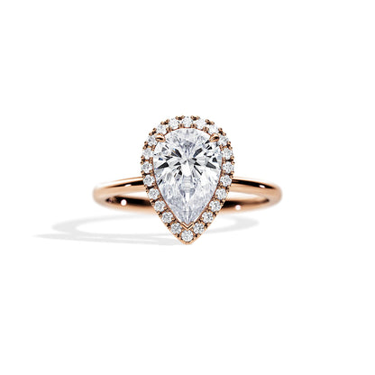 2.10 CT Pear Cut Moissanite Halo Engagement Ring