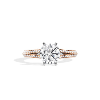 2.0 CT Round Cut Moissanite Split Shank Engagement Ring