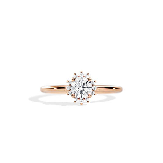 0.50 CT Round Cut Moissanite Halo Style  Engagement Ring