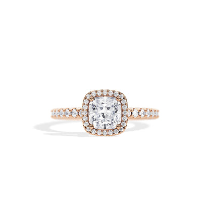 1.0 CT Cushion Cut Moissanite Halo & Pave Engagement Ring