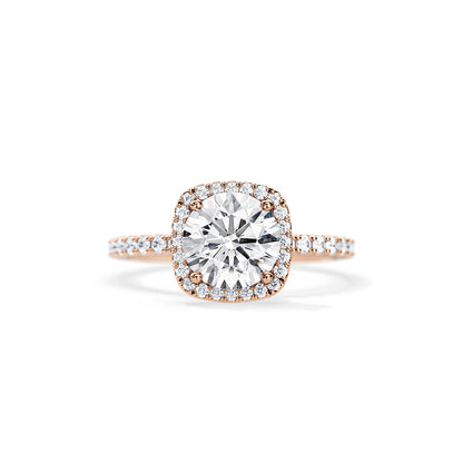 2.0 CT Round Cut Moissanite Halo & Pave Engagement Ring