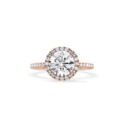 2.0 CT Round Cut Moissanite Halo Style & Pave Setting Engagement Ring