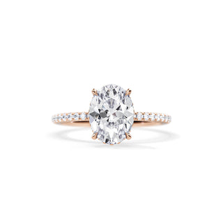 3.0 CT Oval Cut Moissanite Hidden Halo & Pave Engagement Ring