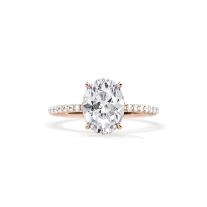 3.0 CT Oval Cut Moissanite Hidden Halo & Pave Engagement Ring