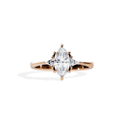 1.0 CT Marquise Cut Moissanite Three Stone Style Engagement Ring