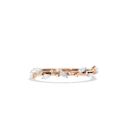 0.25 TCW Round Leaf Style Wedding Band