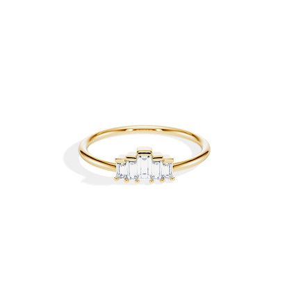 0.30 TCW Baguette Bezel Art Deco Style  Moissanite Wedding Band